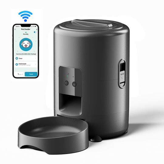 2L Automatic Pet Feeder – Button, Wi-Fi or Camera – Round Black WIFI