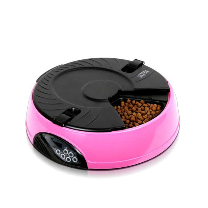 6-Meal Automatic Pet Feeder with Voice Recorder – Pink