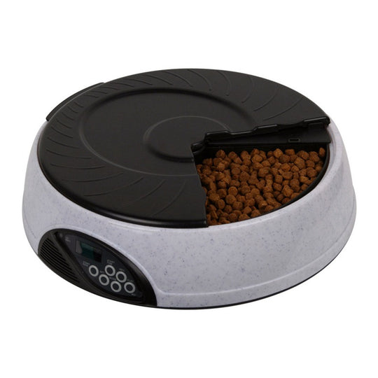 6-Meal Automatic Pet Feeder with Voice Recorder – White
