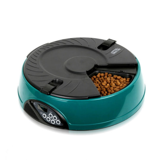 6-Meal Automatic Pet Feeder with Voice Recorder – green