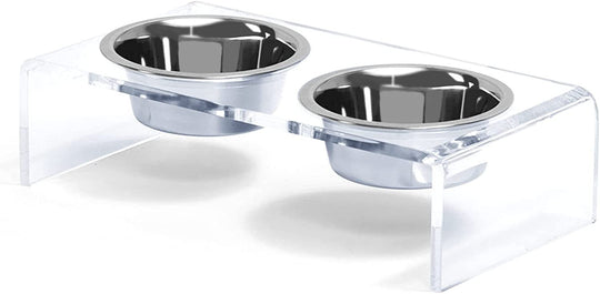 Clear Acrylic Raised Pet Feeder – Transparent