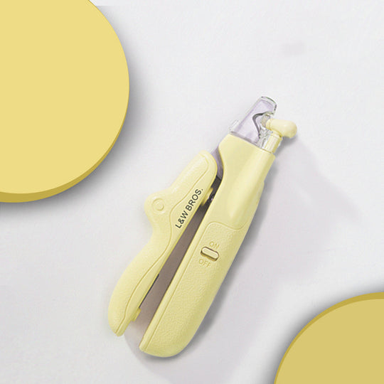 LED Pet Nail Clippers with Built-In File – Yellow