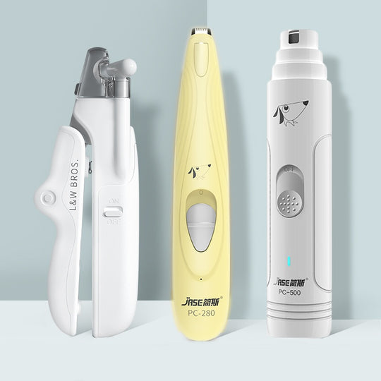 LED Pet Nail Clippers with Built-In File – White