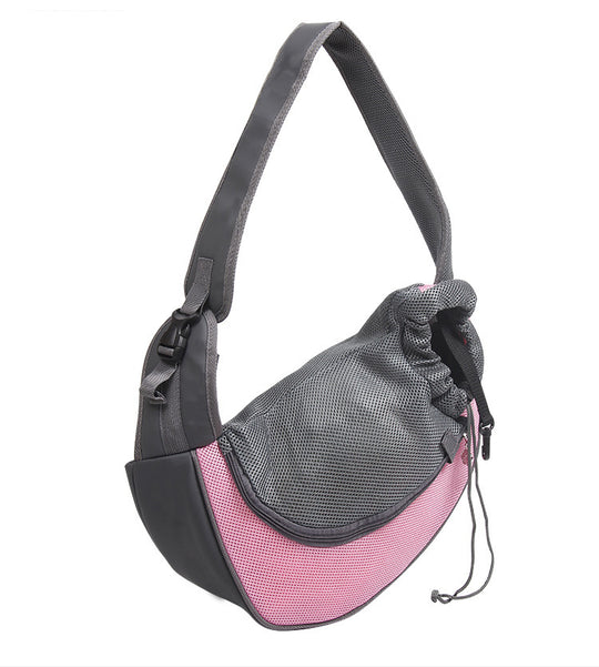 Breathable Mesh Pet Shoulder Carrier – Pink