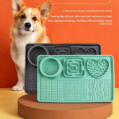 Multifunctional Solid-Colour Silicone Pet Feeding Bowl