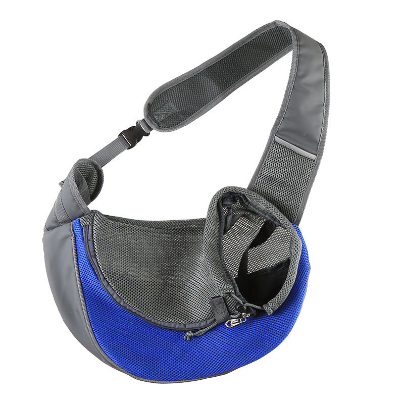Breathable Mesh Pet Shoulder Carrier – Dark blue
