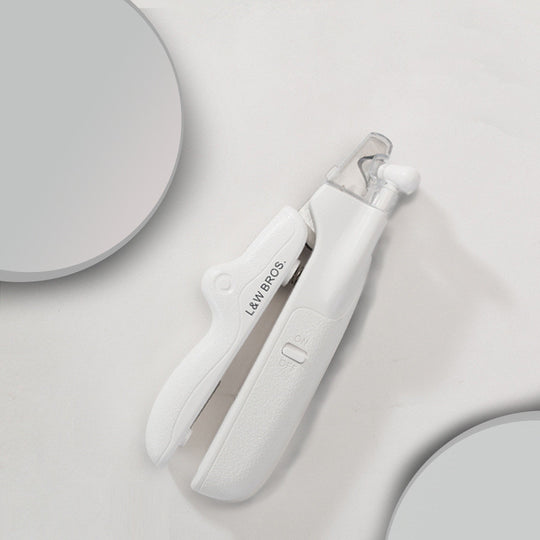 LED Pet Nail Clippers with Built-In File – White