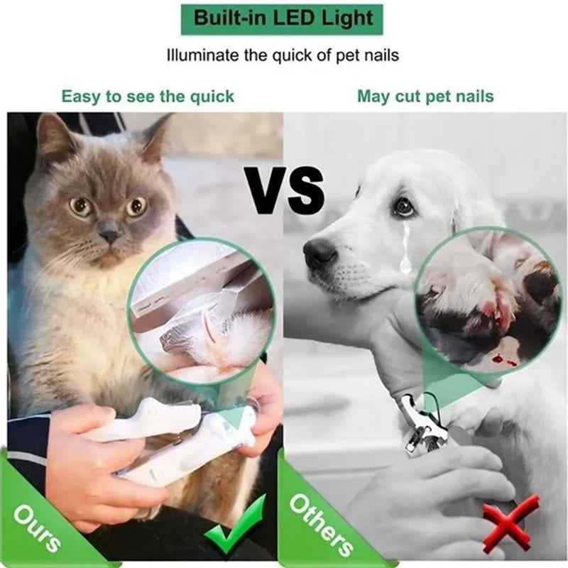 Pet Nail Clippers with LED Light - Gentle Grooming Solution for Dogs and Cats