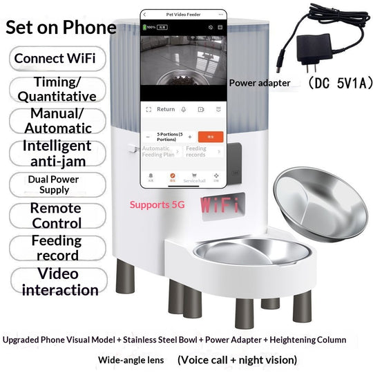 Automatic Pet Feeder – Single or Double Bowl, Optional Camera – Upgrade To The Visual Model