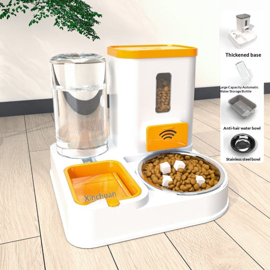 Pet Food &amp; Water Station – Sweetheart Orange Steel Bowl