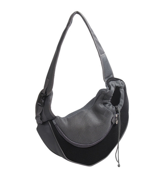 Breathable Mesh Pet Shoulder Carrier – Black
