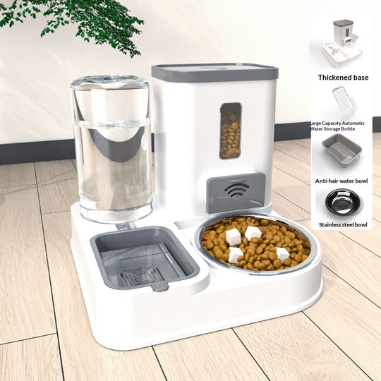 Pet Food &amp; Water Station – Premium Gray Steel Bowl