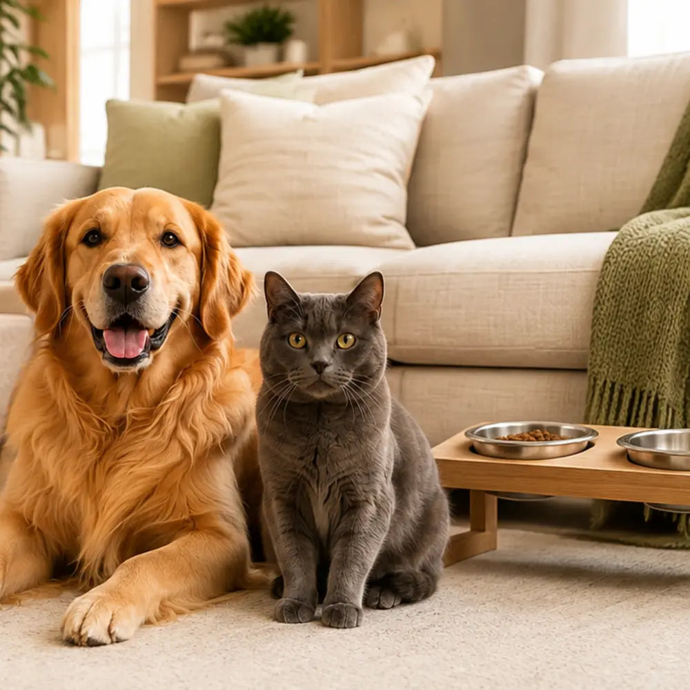 Dog and cat relaxing together